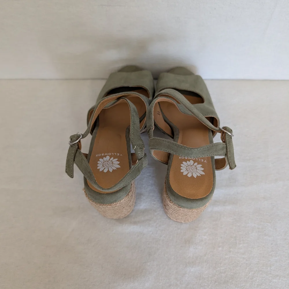Yellow Box Womens 8.5 Green Espadrille Sandals Peep Toe Vacation Resortwear - Picture 6 of 8